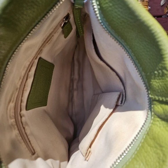 Coach Olive Green Pebble Leather Crossbody with Silver Chain - Picture 5 of 6